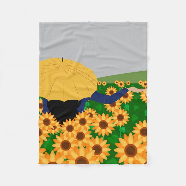 Sonnenblumen und Regen Fleecedecke (Vorderseite)