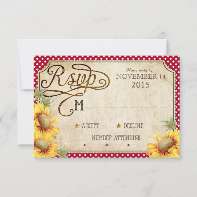 Sonnenblumen und Rooster Country Picinic RSVP Card (Vorderseite)