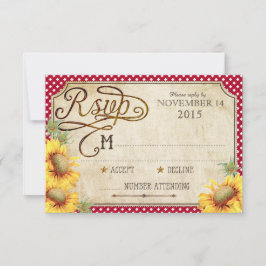 Sonnenblumen und Rooster Country Picinic RSVP Card Karte