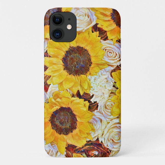 Sonnenblumen und Rose Blume Art Phone Case (Rückseite)