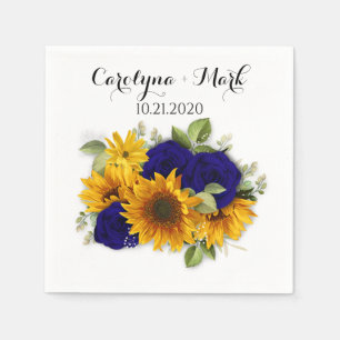 Sonnenblumen und Rose der Marine Botanische Hochze Serviette
