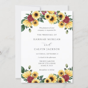 Sonnenblumen und Rose Herbst Einladung Hochzeit