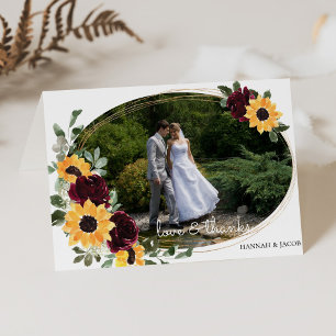 Sonnenblumen und Rose Rustic Wedding Foto Vielen D Dankeskarte