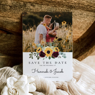Sonnenblumen und Rose Rustikales Foto Hochzeit Save The Date