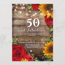 Sonnenblumen und Rose Rustische Geburtstagsparty Einladung