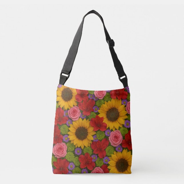 Sonnenblumen und Rose Tasche (Vorderseite)