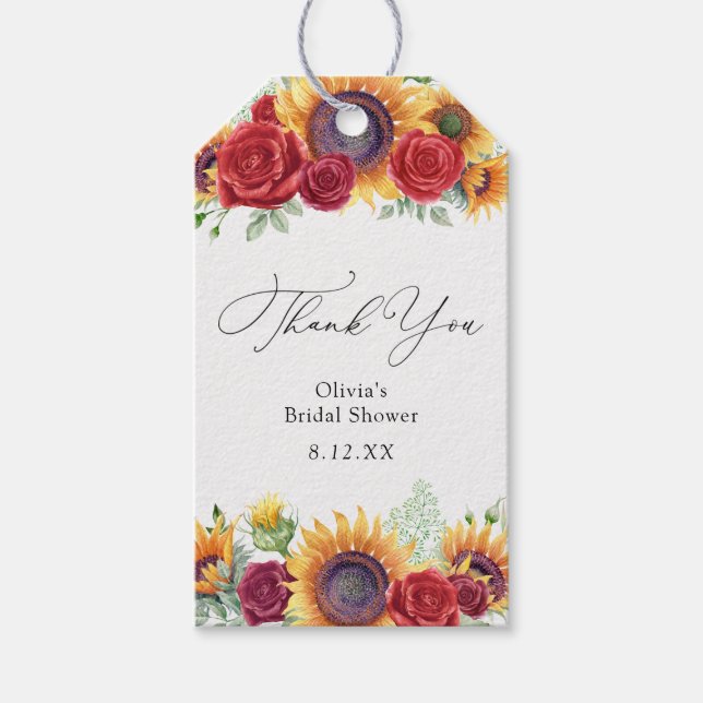 Sonnenblumen und Rose Vielen Dank für Ihre Unterst Geschenkanhänger (Vorderseite)