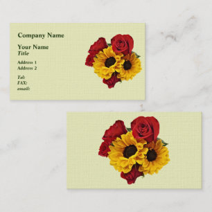 Sonnenblumen und Rosenstrauß Visitenkarte
