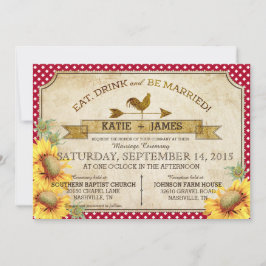 Sonnenblumen und Roster Picnic Hochzeit Einladung