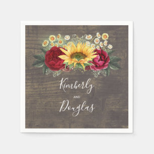 Sonnenblumen und Rote Rose Fall Rustikale Hochzeit Serviette