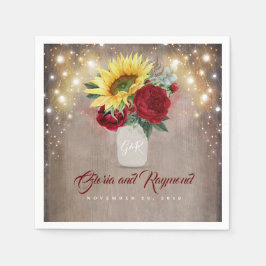 Sonnenblumen und Rote Rosen Mason Jar Rustikaler F Serviette