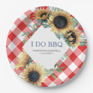 Sonnenblumen und Roter Tartan I machen GRILLEN Pappteller