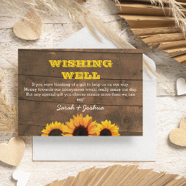 Sonnenblumen und rustikales Holz Hochzeit wünschen Begleitkarte