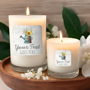 Sonnenblumen und rustikales Holz Vintage Hütte Quadratischer Aufkleber