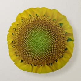 Sonnenblumen und Samen, Spirale, Goldenes Verhältn Rundes Kissen