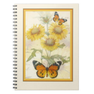 Sonnenblumen und Schmetterling Notizblock