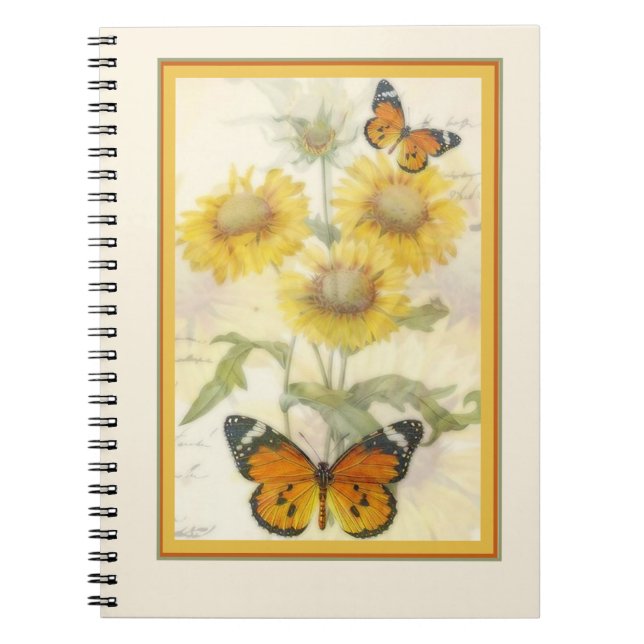 Sonnenblumen und Schmetterling Notizblock (Vorderseite)