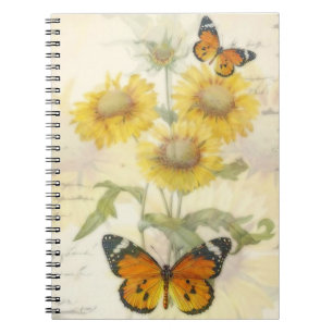 Sonnenblumen und Schmetterling Notizblock