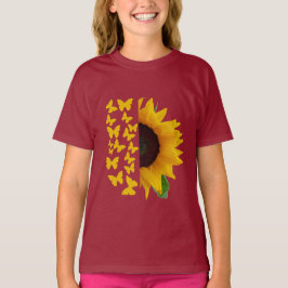 Sonnenblumen und Schmetterling Print T-Shirt