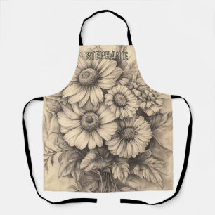 Sonnenblumen und Schmetterling - Rustikales Papier Schürze