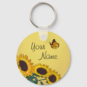 Sonnenblumen und Schmetterling Schlüsselanhänger