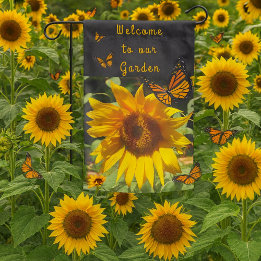 Sonnenblumen und Schmetterling Willkommen