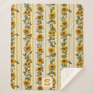 Sonnenblumen und Schmetterlinge auf gelben Streife Sherpadecke