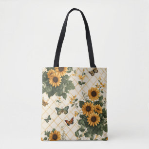 Sonnenblumen und Schmetterlinge auf hellem Gelb