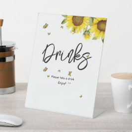 Sonnenblumen und Schmetterlinge Babydusche Getränk Sockelschild