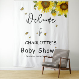 Sonnenblumen und Schmetterlinge Babydusche Hinterg Wandteppich