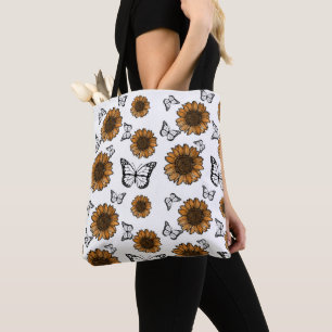 Sonnenblumen- und Schmetterlinge-Boho-Muster