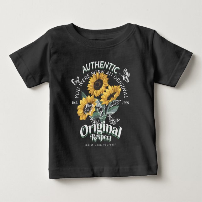 Sonnenblumen und Schmetterlinge Grafik Baby T-shirt (Vorderseite)