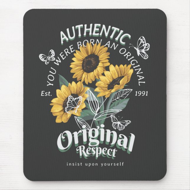 Sonnenblumen und Schmetterlinge Grafik Mousepad (Vorne)