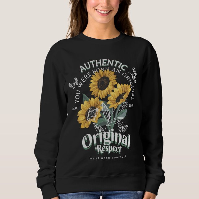 Sonnenblumen und Schmetterlinge Grafik Sweatshirt (Vorderseite)