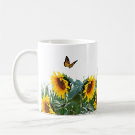Sonnenblumen und Schmetterlinge Kaffeetasse