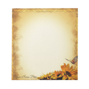 Sonnenblumen und Schmetterlinge Notepad Notizblock