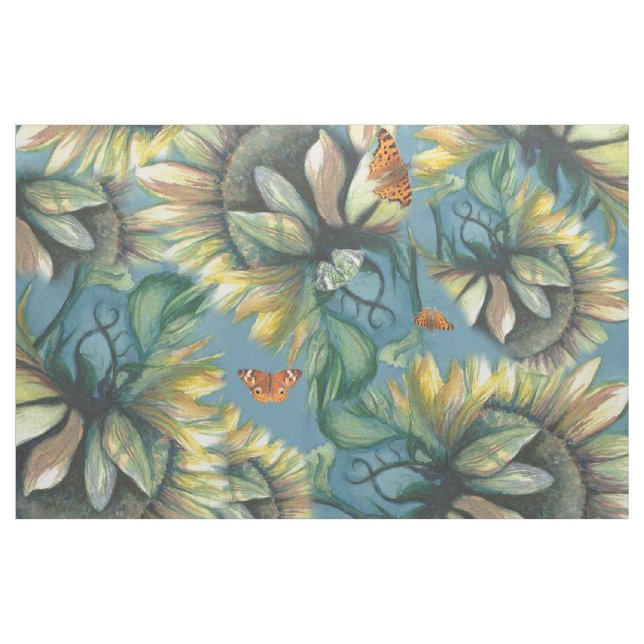 Sonnenblumen und Schmetterlinge Stoff (Yard (91,4 cm))