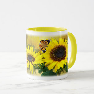 Sonnenblumen und Schmetterlinge Tasse