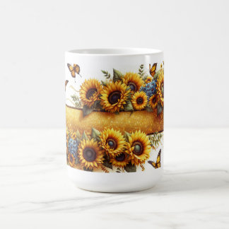 Sonnenblumen- und Schmetterlings-Tassen-Wrap Verwandlungstasse