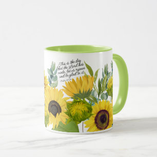 Sonnenblumen und Schrift Tasse