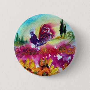 SONNENBLUMEN UND SCHWARZE ROOSTER BUTTON