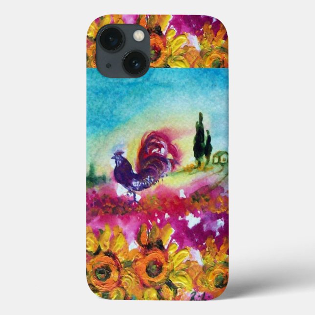 SONNENBLUMEN UND SCHWARZE ROOSTER Case-Mate iPhone HÜLLE (Rückseite)