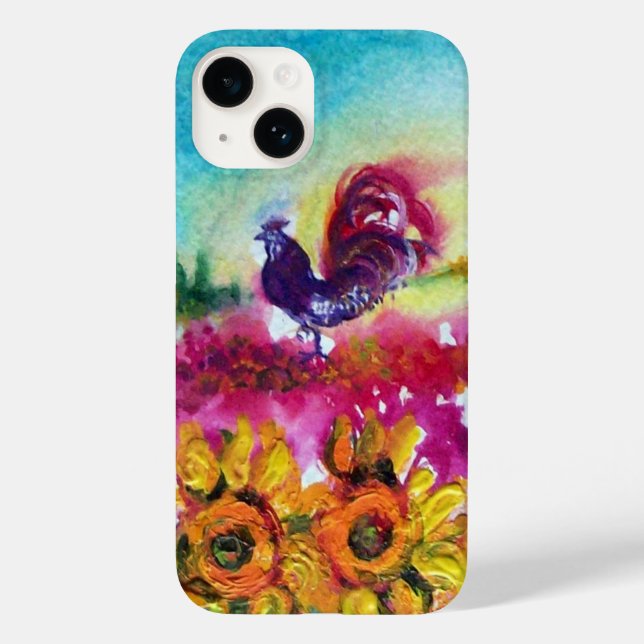 SONNENBLUMEN UND SCHWARZE ROOSTER Case-Mate iPhone HÜLLE (Rückseite)