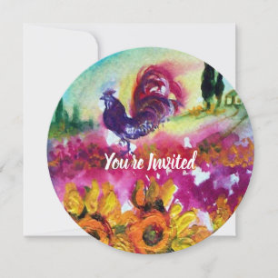 SONNENBLUMEN UND SCHWARZE ROOSTER Rustikale Landsc Einladung