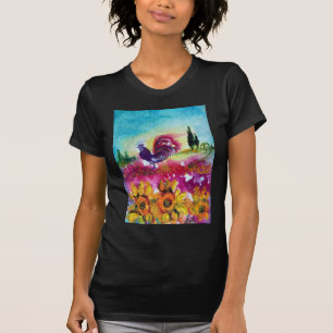 SONNENBLUMEN UND SCHWARZE ROOSTER T-Shirt