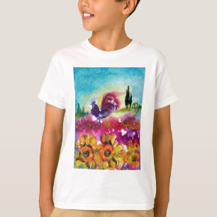 SONNENBLUMEN UND SCHWARZE ROOSTER T-Shirt