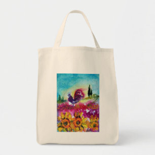 SONNENBLUMEN UND SCHWARZE ROOSTER TRAGETASCHE