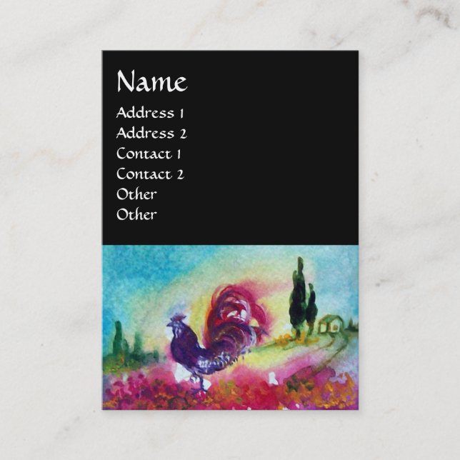 SONNENBLUMEN UND SCHWARZE ROOSTER VISITENKARTE (Vorderseite)