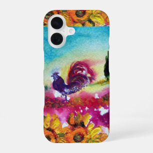 SONNENBLUMEN UND SCHWARZER HAHN IN DER TUSKANA-LAN iPhone 16 HÜLLE