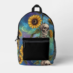 Sonnenblumen und Skulls-Rucksack Bedruckter Rucksack